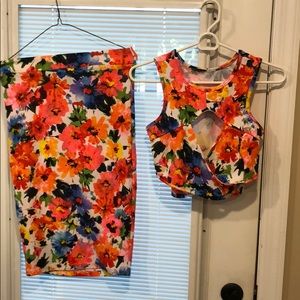 Floral print top and skirt